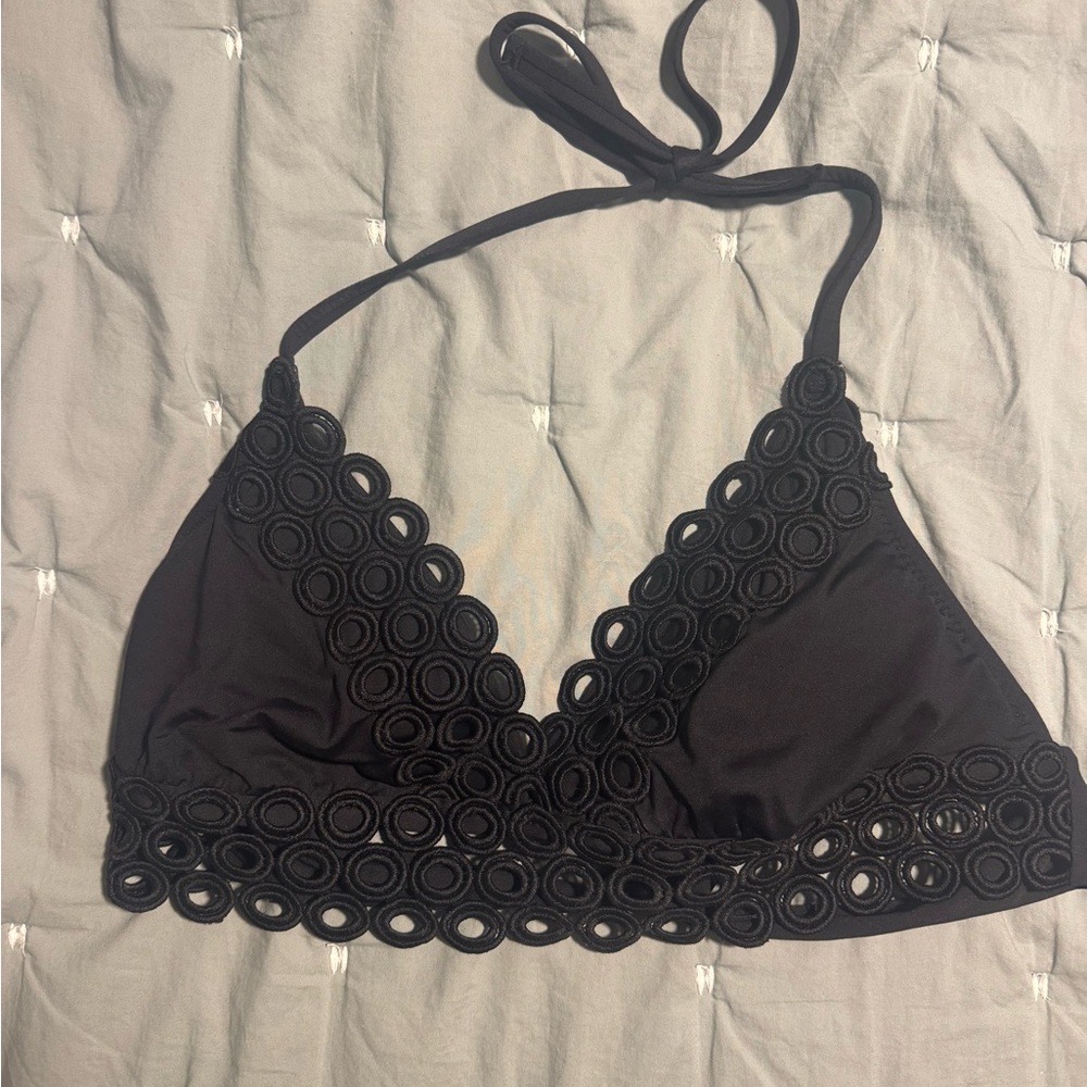 BECCA Black Crochet Bikini Top